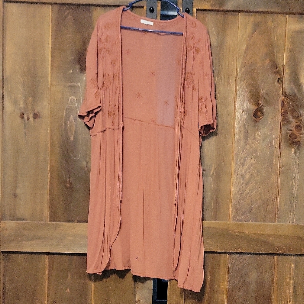 Maurices Terracotta Open Front Cardigan